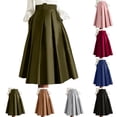 thumbnail image 1 of Women's Vintage Style Midi Skirt with Hidden Side Pockets and Flared Hem, Soft Stretch Fabric for All Day Comfort Gray L, 1 of 7
