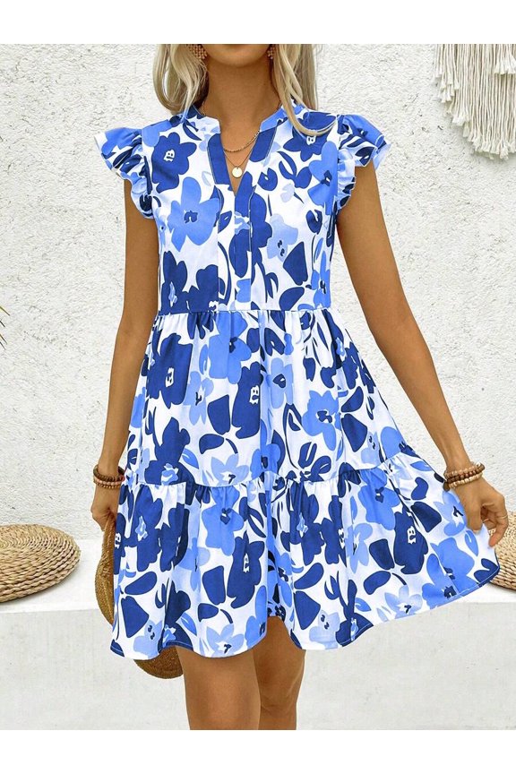Women's Vintage Style Printed Minimalist Daily Dress