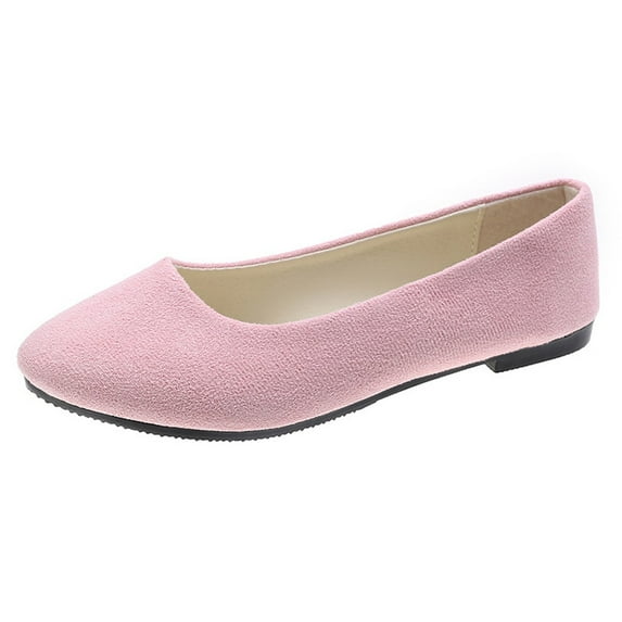 Women's Vintage Suede Ballet Flats Shoes Pointed Toe Slip On Comfortable Dress Shoes Lightweight Low Top Loafers Pink Size 6