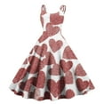 thumbnail image 1 of Women's Vintage Swing Dress A Line Sleeveless Heart Printed Dresses Party Costume Vermilion 2XL, 1 of 5