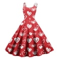 thumbnail image 1 of Women's Vintage Swing Dress A Line Sleeveless Heart Printed Dresses Party Costume Watermelon Red M, 1 of 5