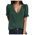 thumbnail image 1 of Women's Vintage T Shirt Short Sleeve High Neck Baggy Loose Fit Casual All Seasons, 1 of 4