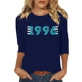 thumbnail image 1 of Women's Vintage T Shirts 1996 Graphic Print Birthday Tees Crew Neck 3/4 Sleeve Casual Loose Pullover Tops (3XL, Blue), 1 of 4