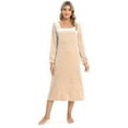 thumbnail image 1 of Women's Vintage Velvet Nightgowns Long Sleeve Lace V/Square Neck Sleepwear Pajama Dress Long Sleepshirts Ladies Lightweight Nightdress, 1 of 6
