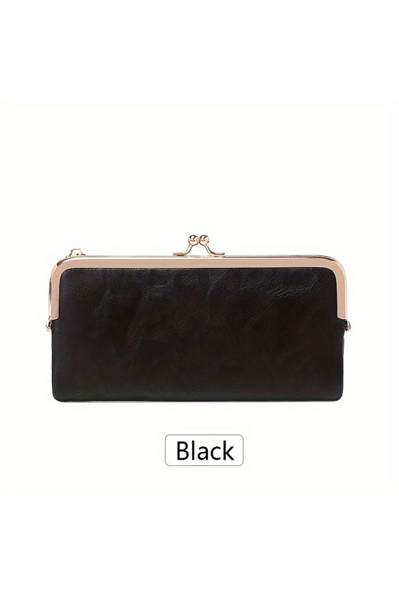 Women's Vintage Wallet - Elegant green and gold zipper, gold-tone hardware