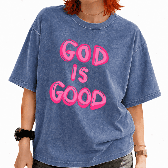 Women's Vintage Washed Bold Text Graphic Tee Summer Casual Crewneck Shirt