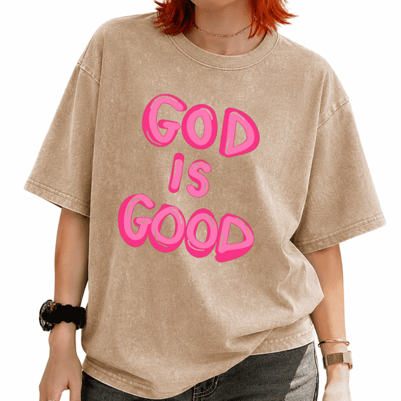 Women's Vintage Washed Bold Text Graphic Tee Summer Casual Crewneck Shirt
