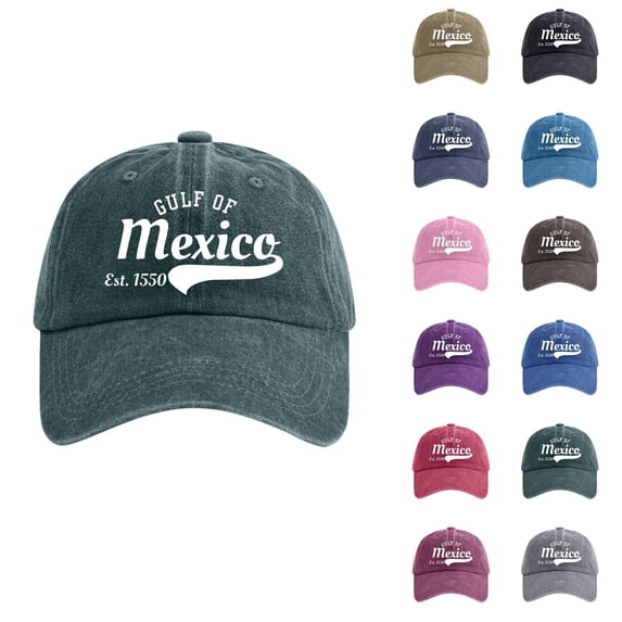 Women's Vintage Washed Denim Printed Baseball Cap