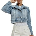thumbnail image 1 of Women's Vintage Washed Distressed Denim Jacket With Edges, 1 of 2