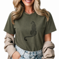 thumbnail image 1 of Women's Vintage Washed Sitting Leopard Line Art Graphic Tee Summer Casual Top, 1 of 5