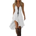thumbnail image 1 of Women's Vintage Western Cowgirl Dresses Deep V Neck High Low Long Dresses Casual Loose Sleeveless Flowy Dress, 1 of 5