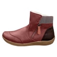 thumbnail image 1 of Women's Vintage Wide Toe Wide Mid Calf Combat Boots Boho Ethnic Retro Patchwork Leather Comfort Low Heel Work Walking Ankle Booties Brown Size 9.5, 1 of 4