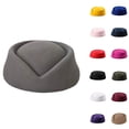 thumbnail image 1 of Women's Vintage Wool Felt Pillbox Hat - Elegant Stewardess Cap & Teardrop Cocktail Hat, Formal Uniform Beret for Party, Work & Church Army Green, 1 of 4