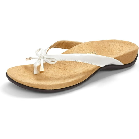 Vionic Women's Rest Bella White Patent Toe Post Sandal 10M