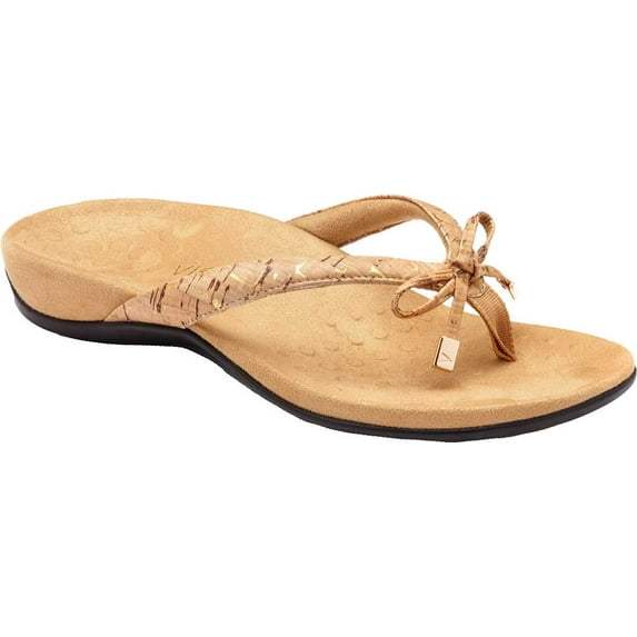 Women's Vionic Bella II Thong Sandal Gold Cork Leather 10 N