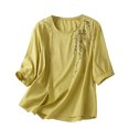 thumbnail image 1 of Women's Viscose Pajama Tops Crewneck 3/4 Sleeves Sleep Tee, 1 of 5