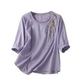 thumbnail image 1 of Women's Viscose Pajama Tops Crewneck 3/4 Sleeves Sleep Tee, 1 of 7