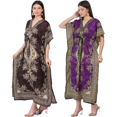 thumbnail image 1 of Women’s Viscose Printed Kaftan/Maxi Dress with Drawstring Waist/Ethnic Design SET OF 2, 1 of 9