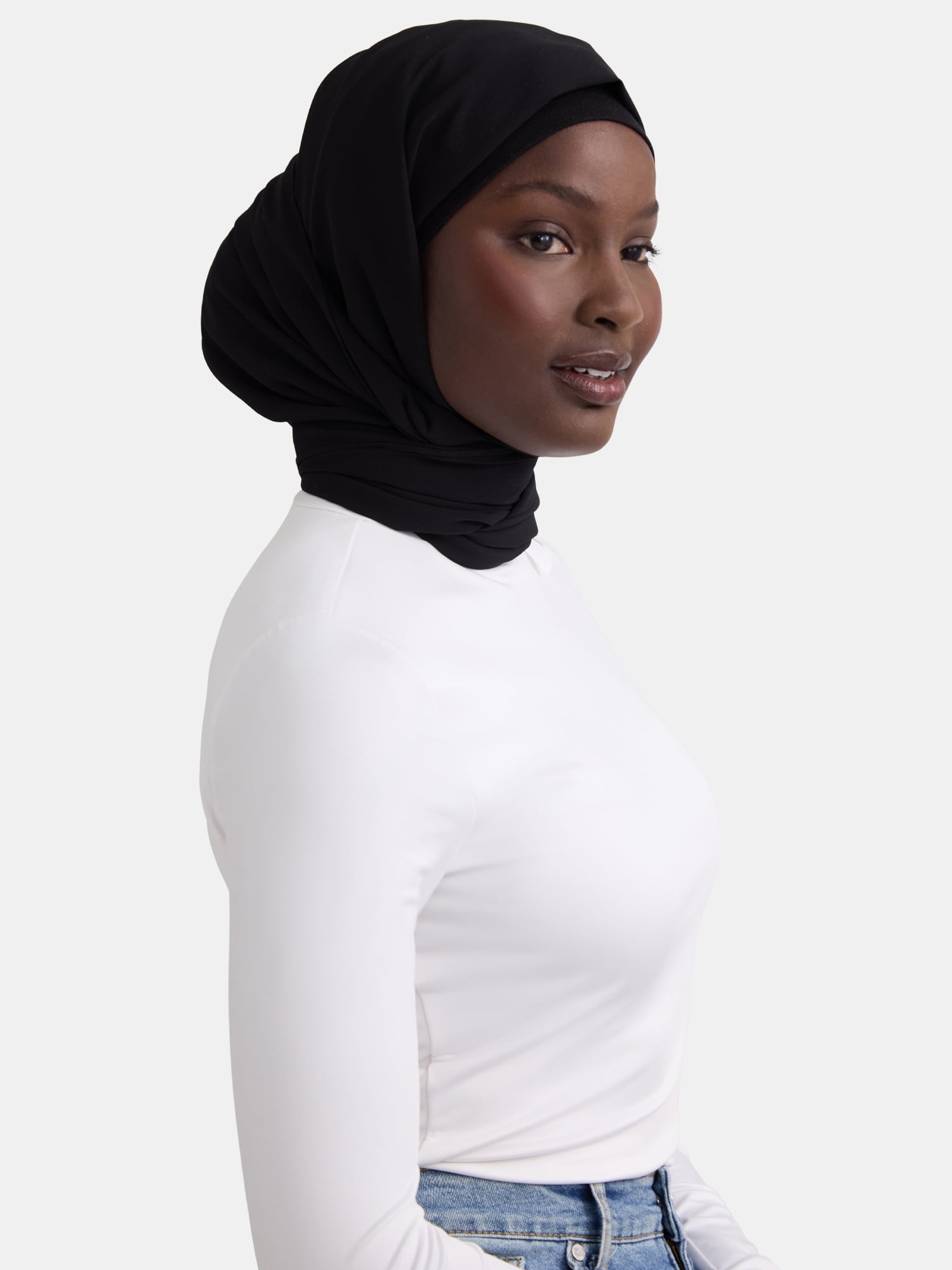 Women's Viscose Woven Flat Hijab, One Size, Black
