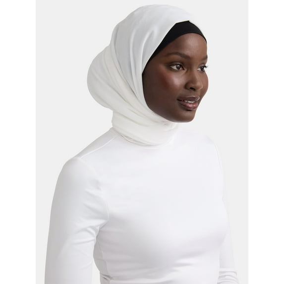 Women's Viscose Woven Flat Hijab, One Size, White