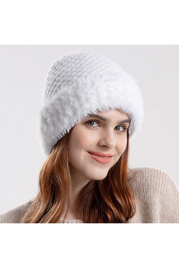 Women's Visors Knitted Plush Bowl Hat Outdoor Warm Earmuffs Women Thickened Cold Proof Fisherman Hat Women's Accessories Visors