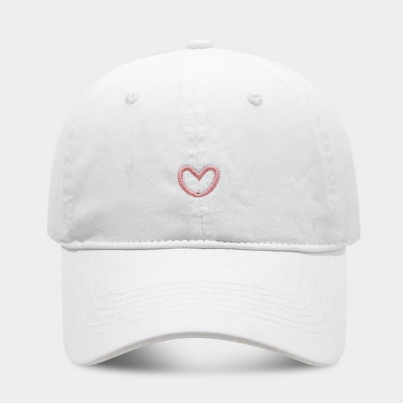 Women's Visors Outdoor Cap Women'S Heart Embroidered Polyester Duck Tongue Cap Soft Top Washed,White Women's Accessories Visors