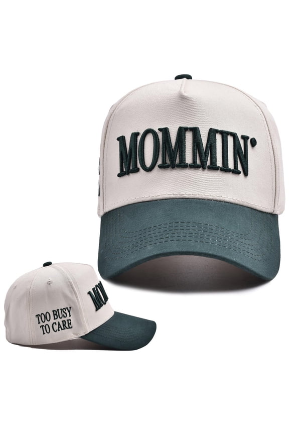 Women's Visors Women’S Mommin Trucker Hat – Retro Two Tone Ponytail Baseball Cap Embroidered Adjustable Hat Great Present For Mom & Women,Blac