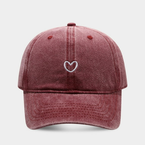 Women's Visors Women'S Visor Cap Heart Embroidered Outdoor Cap Soft Top Adjustable Washed,Red Women's Accessories Visors