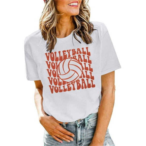 Women's Volleyball Graphic T-Shirt Soft Breathable Short Sleeve Tee Casual Comfortable Athletic Top for Sports and Daily Wear