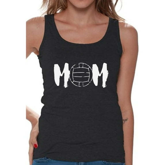 Women's Volleyball MOM Sport Mom Graphic Tank Tops White Mother's Day Gift