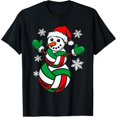 thumbnail image 1 of Women's Volleyball Snowman Graphic Breathable T Shirt Cotton Short Sleeve Round Neck Top Black S-5XL, 1 of 5