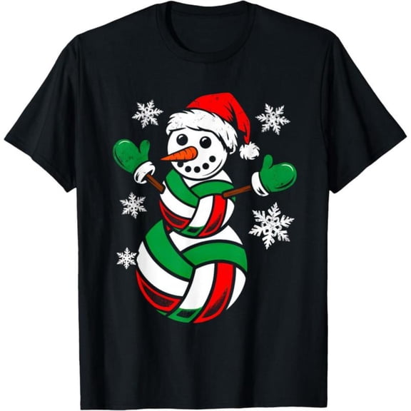 Women's Volleyball Snowman Graphic Breathable T Shirt Cotton Short Sleeve Round Neck Top Black S-5XL
