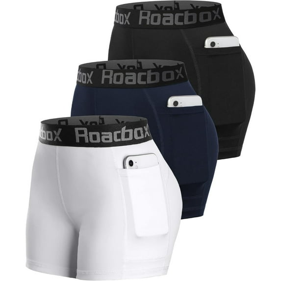 Women's Volleyball Spandex Shorts with Pocket/Non-Pocket, 3 Pack Compression Shorts for Workout Running Gym Yoga