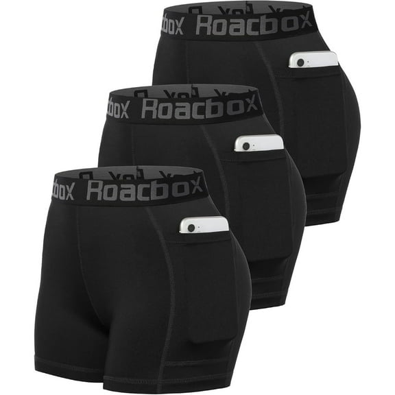 Women's Volleyball Spandex Shorts with Pocket/Non-Pocket, 3 Pack Compression Shorts for Workout Running Gym Yoga