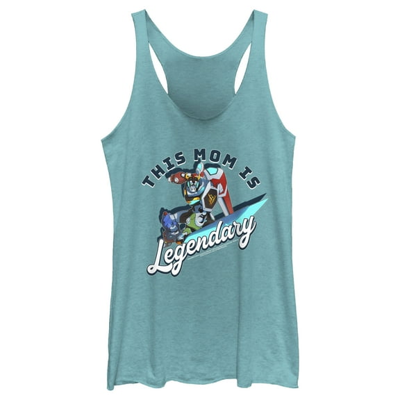 Women's Voltron: Legendary Defender Legendary Mom  Racerback Tank Top Tahiti Blue Small