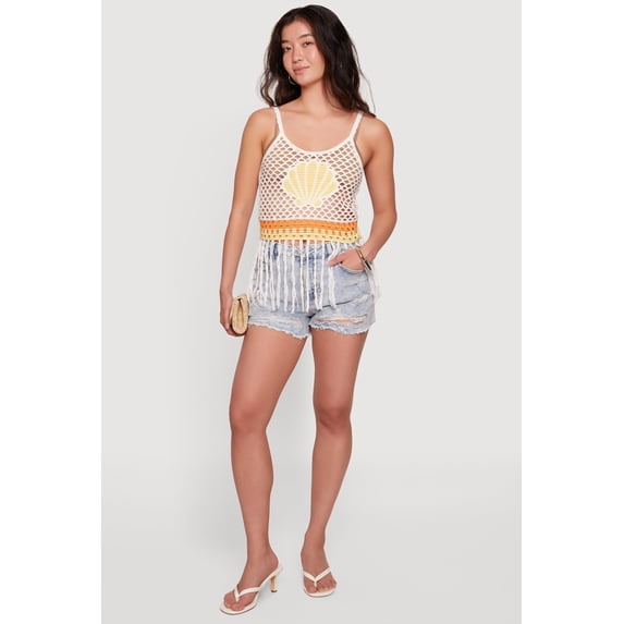 Women's WAX Acid Wash Denim Frayed Fixed Cuff Shorts