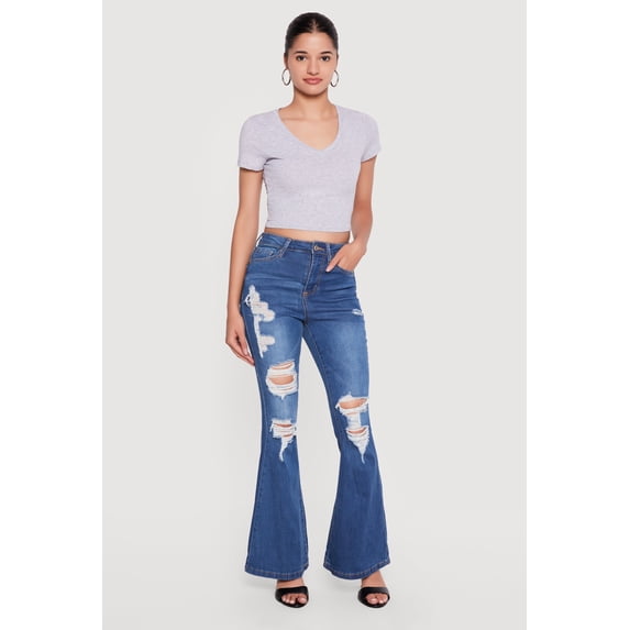 Women's WAX Distressed Flare Jeans
