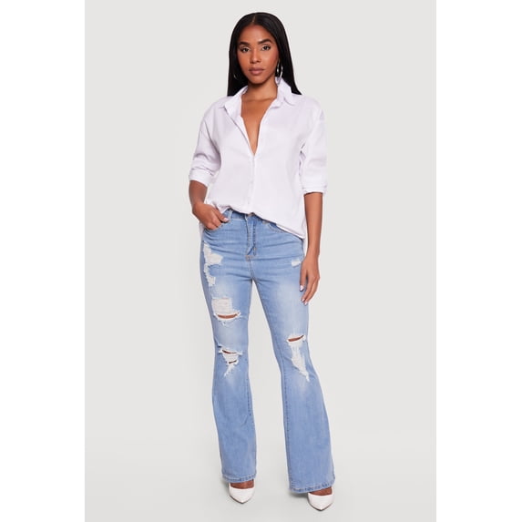 Women's WAX Distressed Flare Jeans