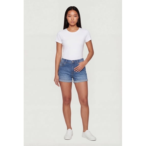 Women's WAX Fixed Cuff Stretch Denim Shorts