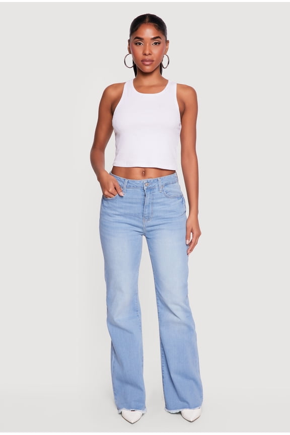 Women's WAX Frayed Hem Slim Bootcut Jeans