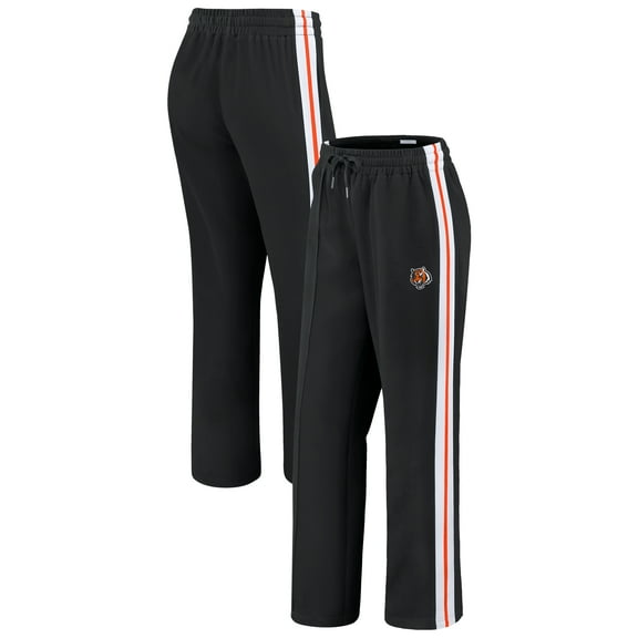 Women's WEAR by Erin Andrews Black Cincinnati Bengals Color-Block Straight Leg Pants