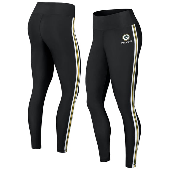 Women's WEAR by Erin Andrews Black Green Bay Packers Color Block Leggings