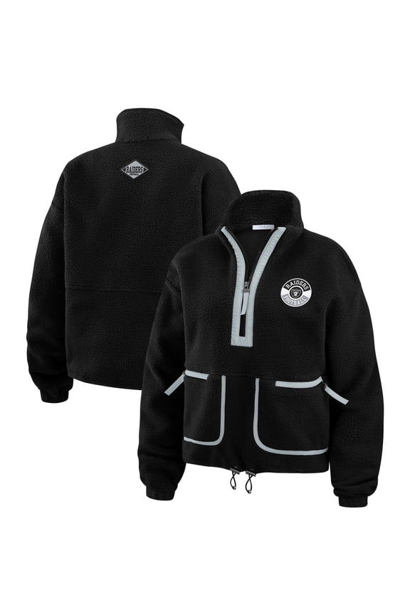 Women's WEAR by Erin Andrews Black Las Vegas Raiders Polar Fleece Half-Zip Jacket