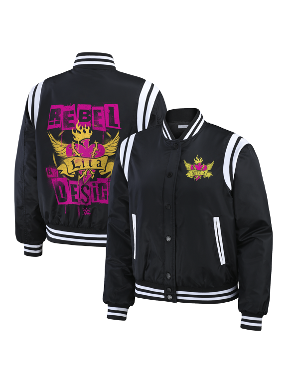 Women's WEAR by Erin Andrews Black Lita Bomber Full-Zip Jacket