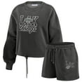thumbnail image 1 of Women's WEAR by Erin Andrews Black Los Angeles Kings Washed Fleece Sweatshirt & Shorts Lounge Set, 1 of 6