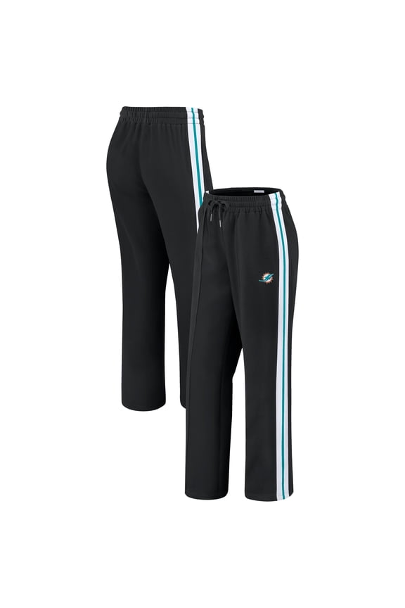 Women's WEAR by Erin Andrews Black Miami Dolphins Color-Block Straight Leg Pants
