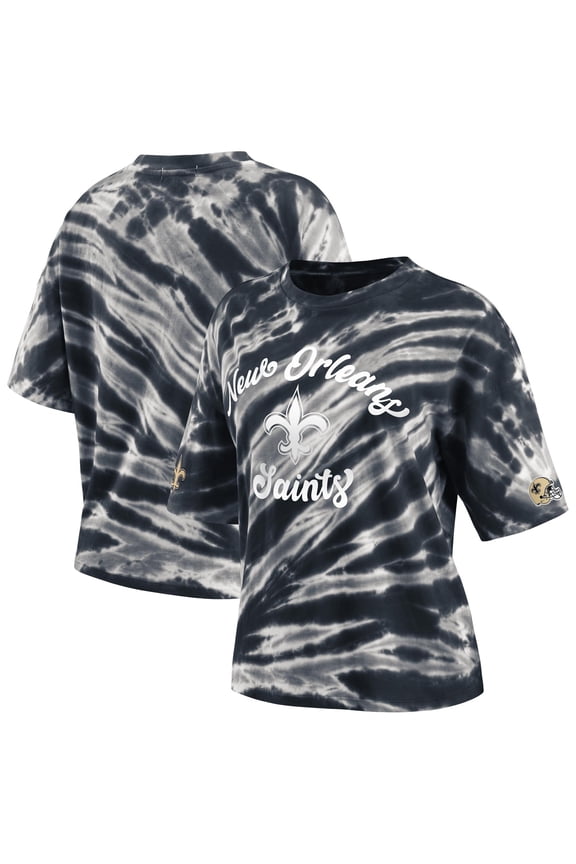 Women's WEAR by Erin Andrews Black New Orleans Saints Tie-Dye T-Shirt