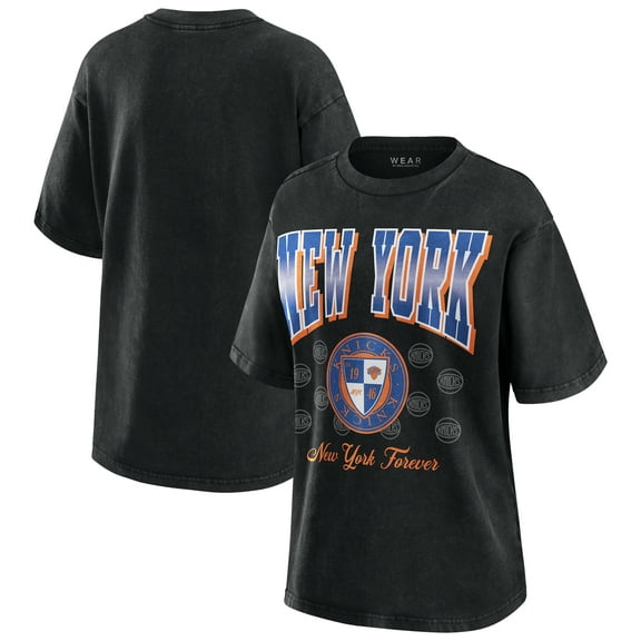 Women's WEAR by Erin Andrews Black New York Knicks Oversized Boyfriend T-Shirt
