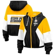 Women's WEAR by Erin Andrews Black Pittsburgh Steelers Color Block Full-Zip Windbreaker Jacket