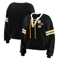Women's WEAR by Erin Andrews Black Pittsburgh Steelers Lace-Up Sweater